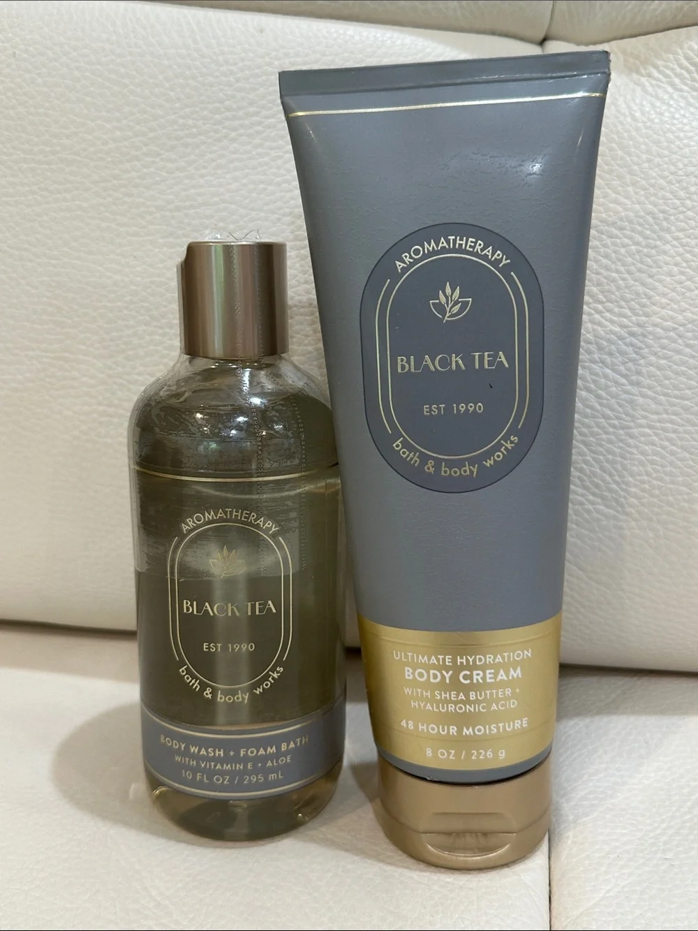 Bath and Body Works Black Tea Body Wash and Cream Set